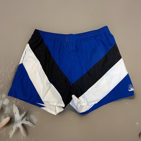 Vintage Sportime Actionwear Swim Trunks Bathing Suit Men's XL Colorblock Cotton - Picture 1 of 11